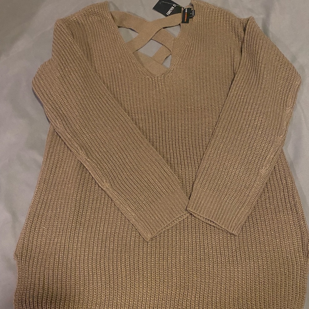 Forever 21 Brown cross back sweater NWT